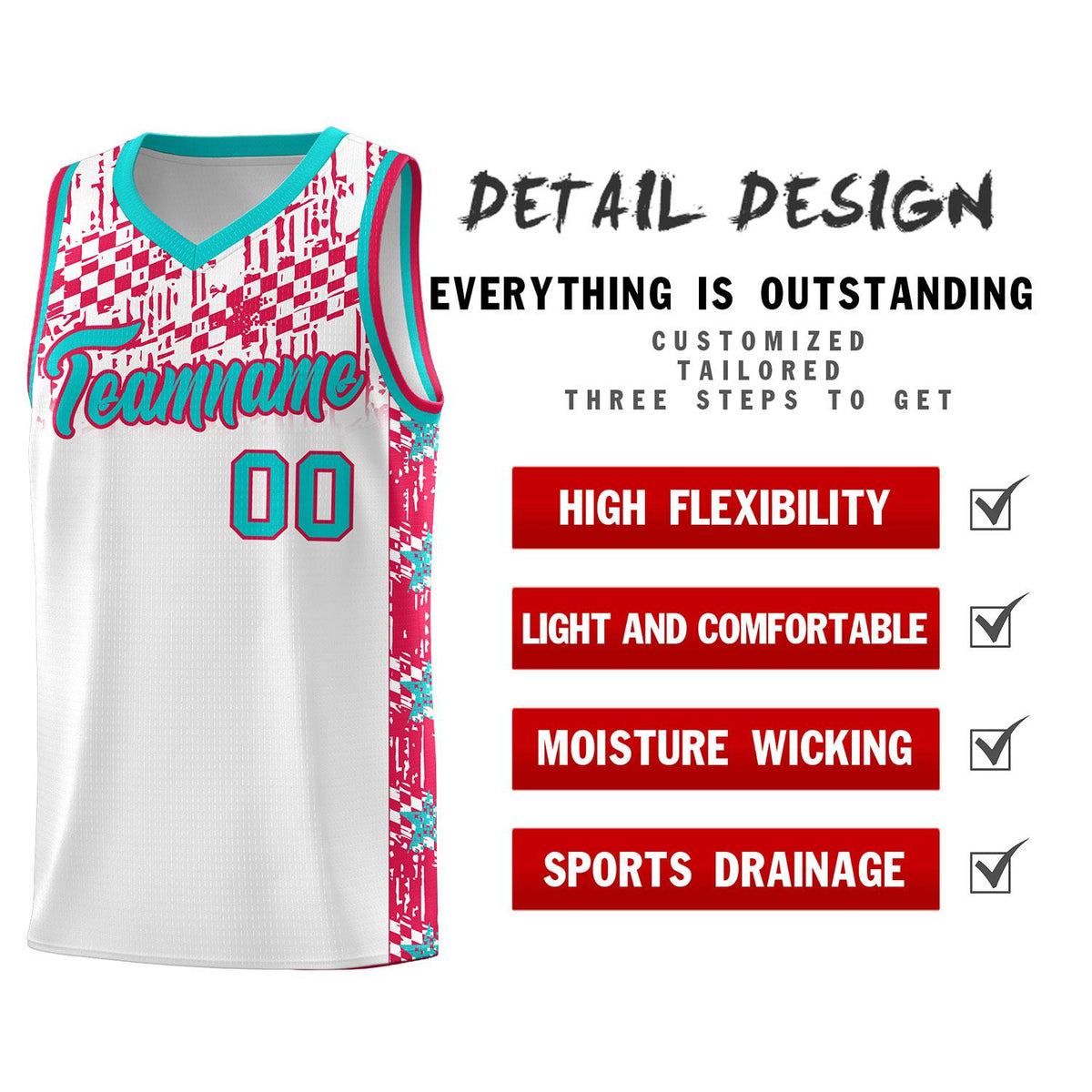 Custom White Mosaic Stars Pattern Sports Uniform Basketball Jersey