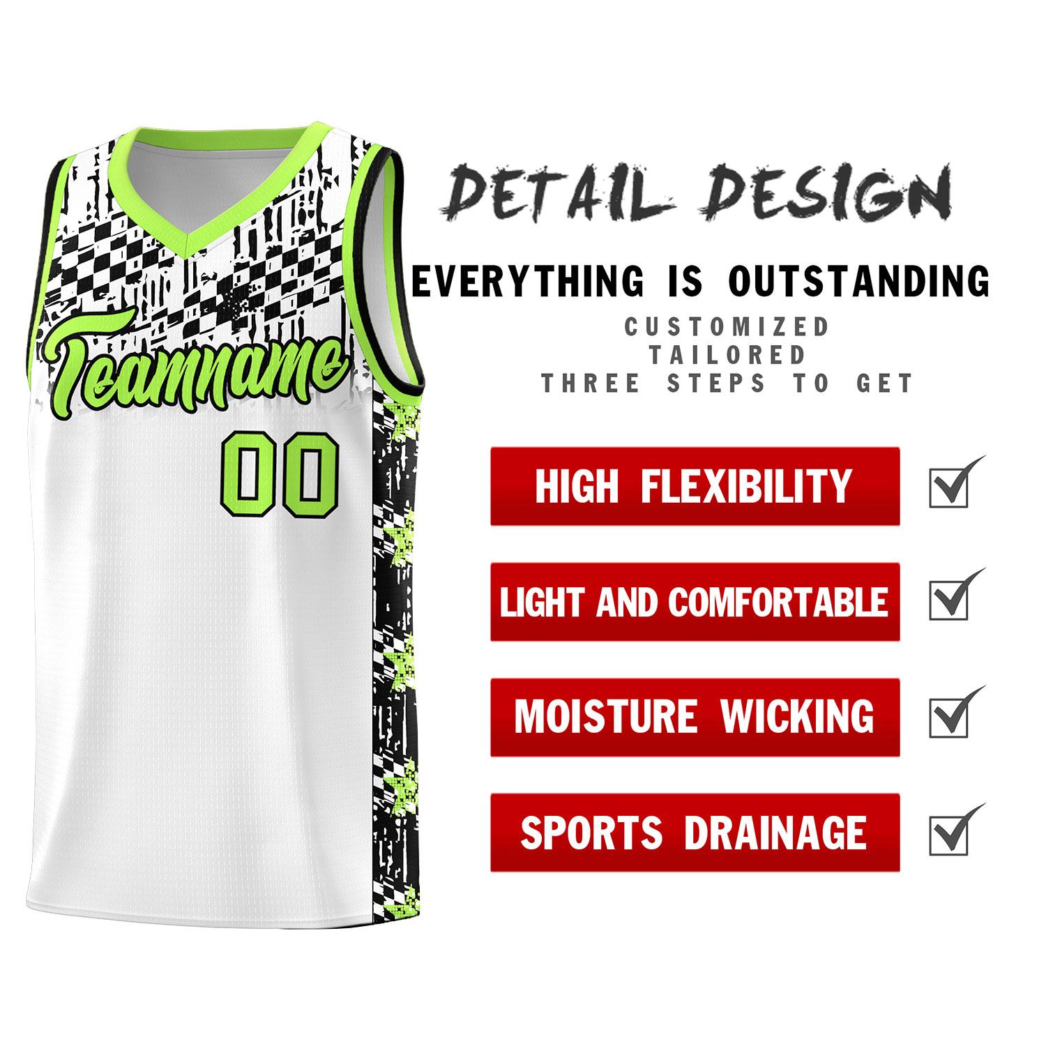 Custom White Mosaic Stars Pattern Sports Uniform Basketball Jersey