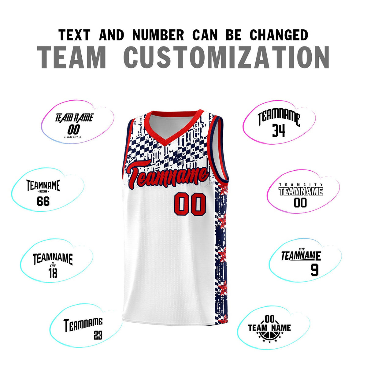 Custom White Mosaic Stars Pattern Sports Uniform Basketball Jersey