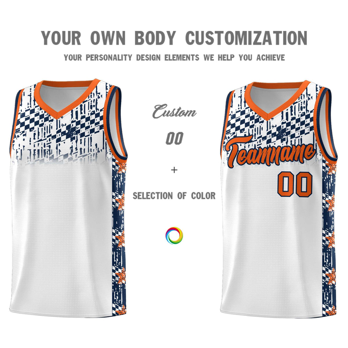 Custom White Mosaic Stars Pattern Sports Uniform Basketball Jersey