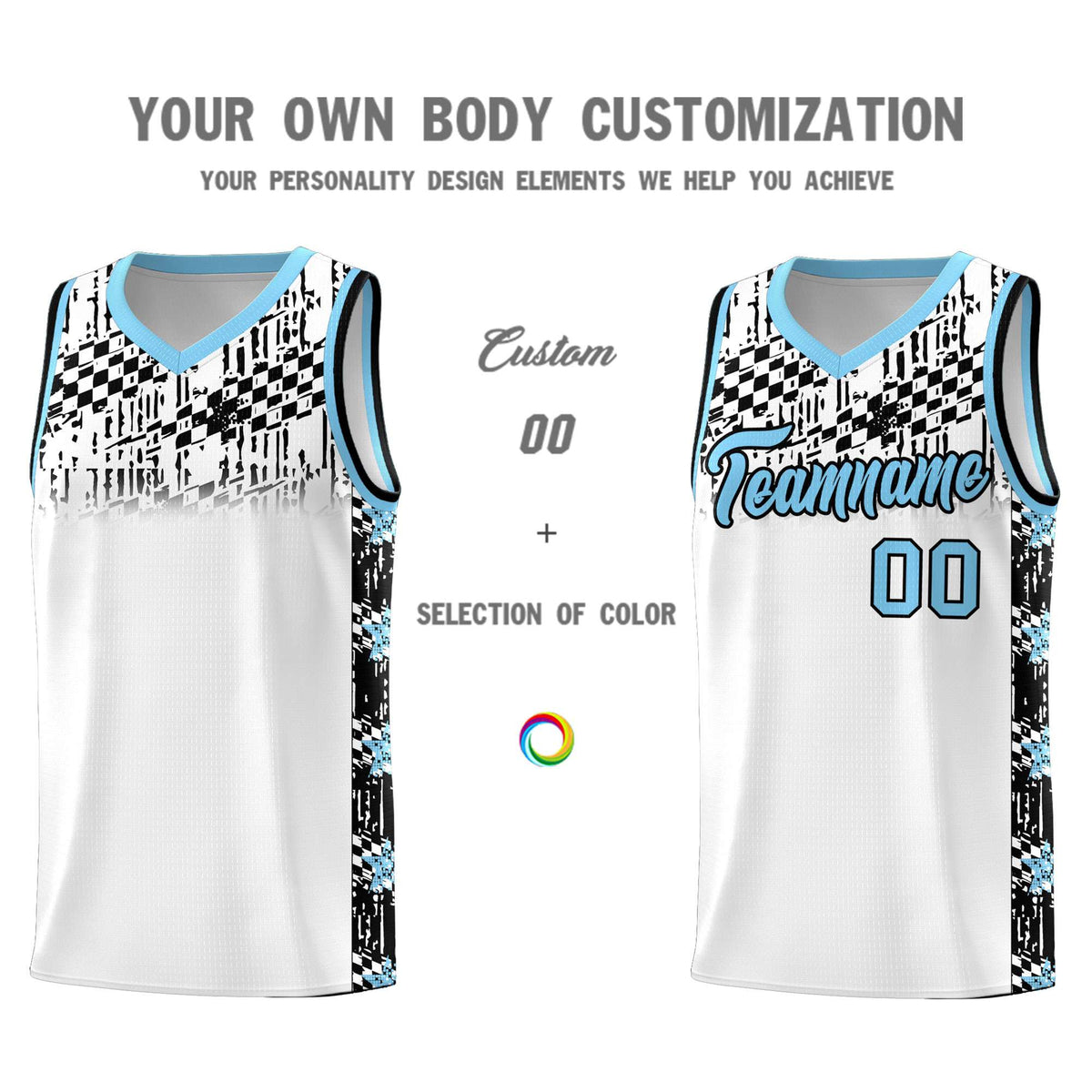 Custom White Mosaic Stars Pattern Sports Uniform Basketball Jersey