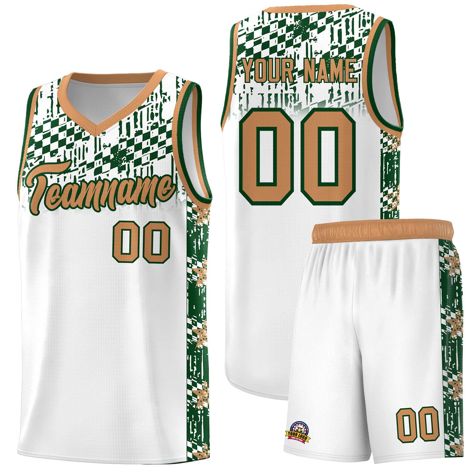 Custom White Mosaic Stars Pattern Sports Uniform Basketball Jersey