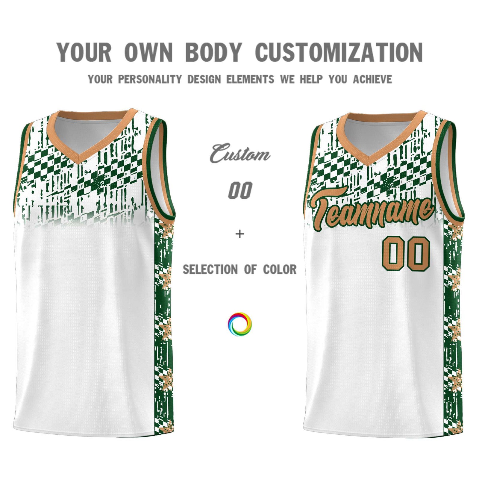 Custom White Mosaic Stars Pattern Sports Uniform Basketball Jersey
