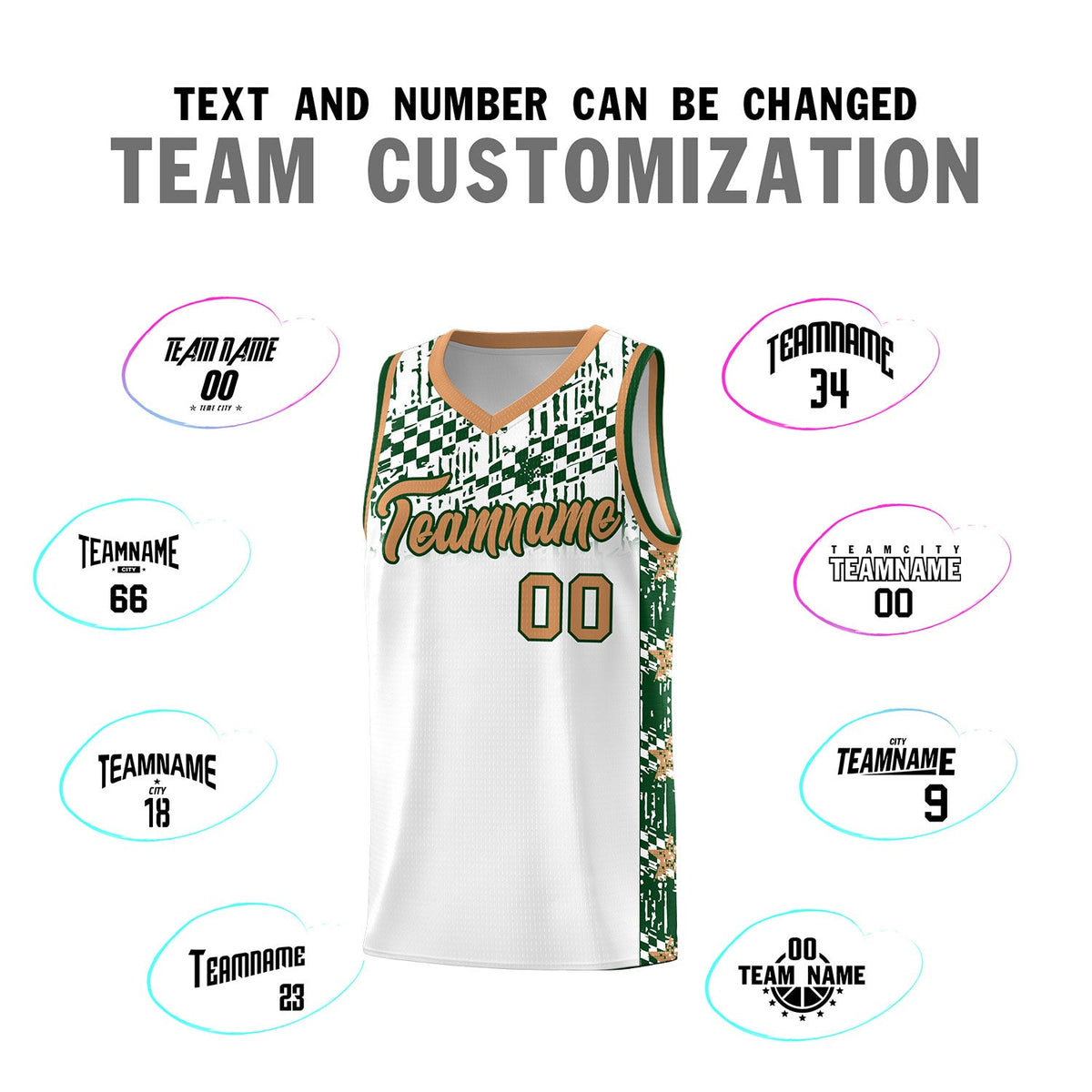Custom White Mosaic Stars Pattern Sports Uniform Basketball Jersey