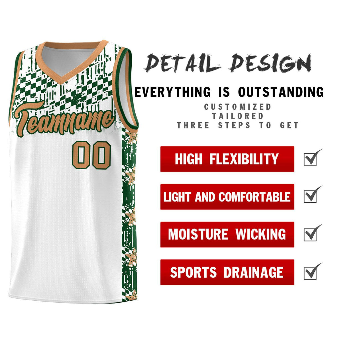 Custom White Mosaic Stars Pattern Sports Uniform Basketball Jersey