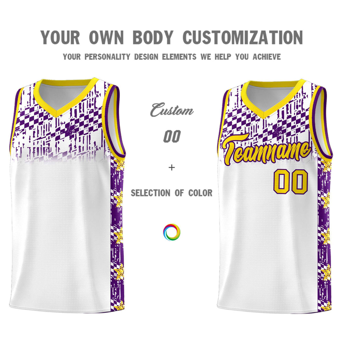 Custom White Mosaic Stars Pattern Sports Uniform Basketball Jersey