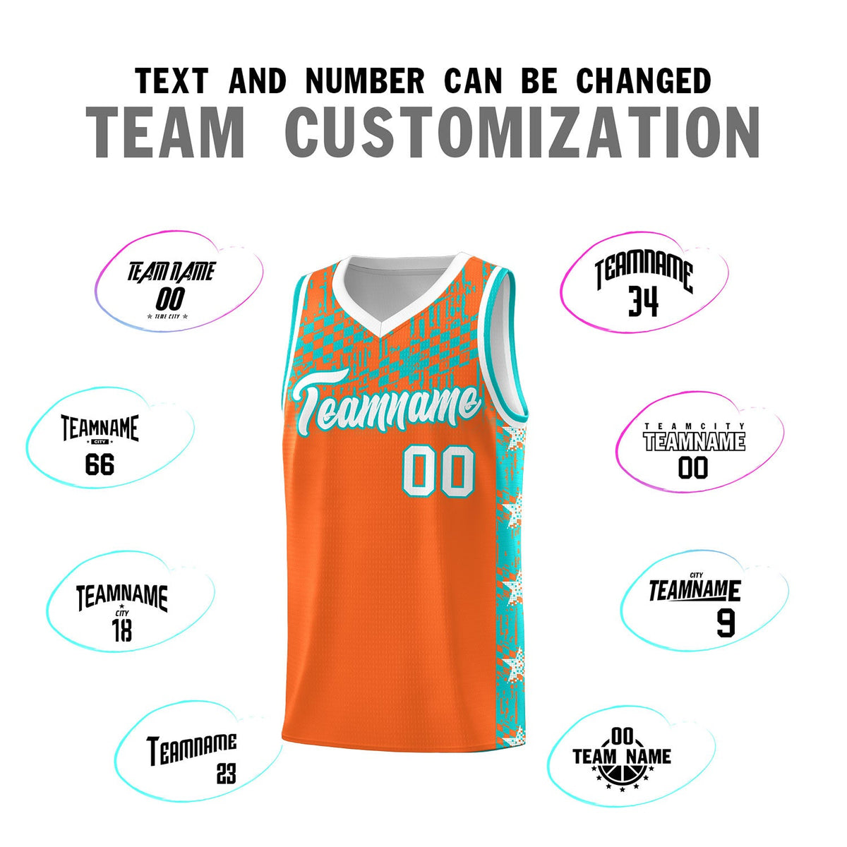 Custom Orange Mosaic Stars Pattern Sports Uniform Basketball Jersey