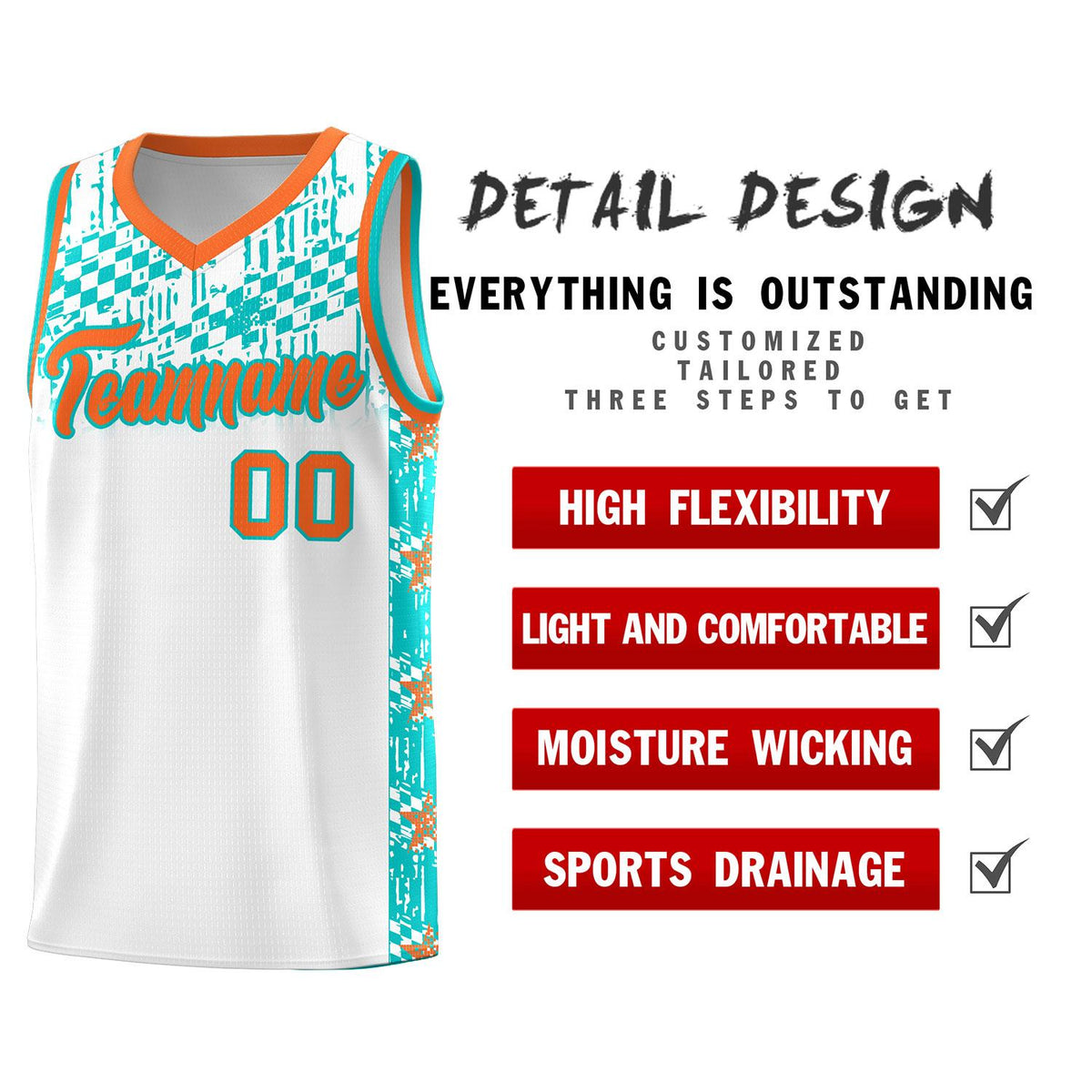 Custom White Mosaic Stars Pattern Sports Uniform Basketball Jersey