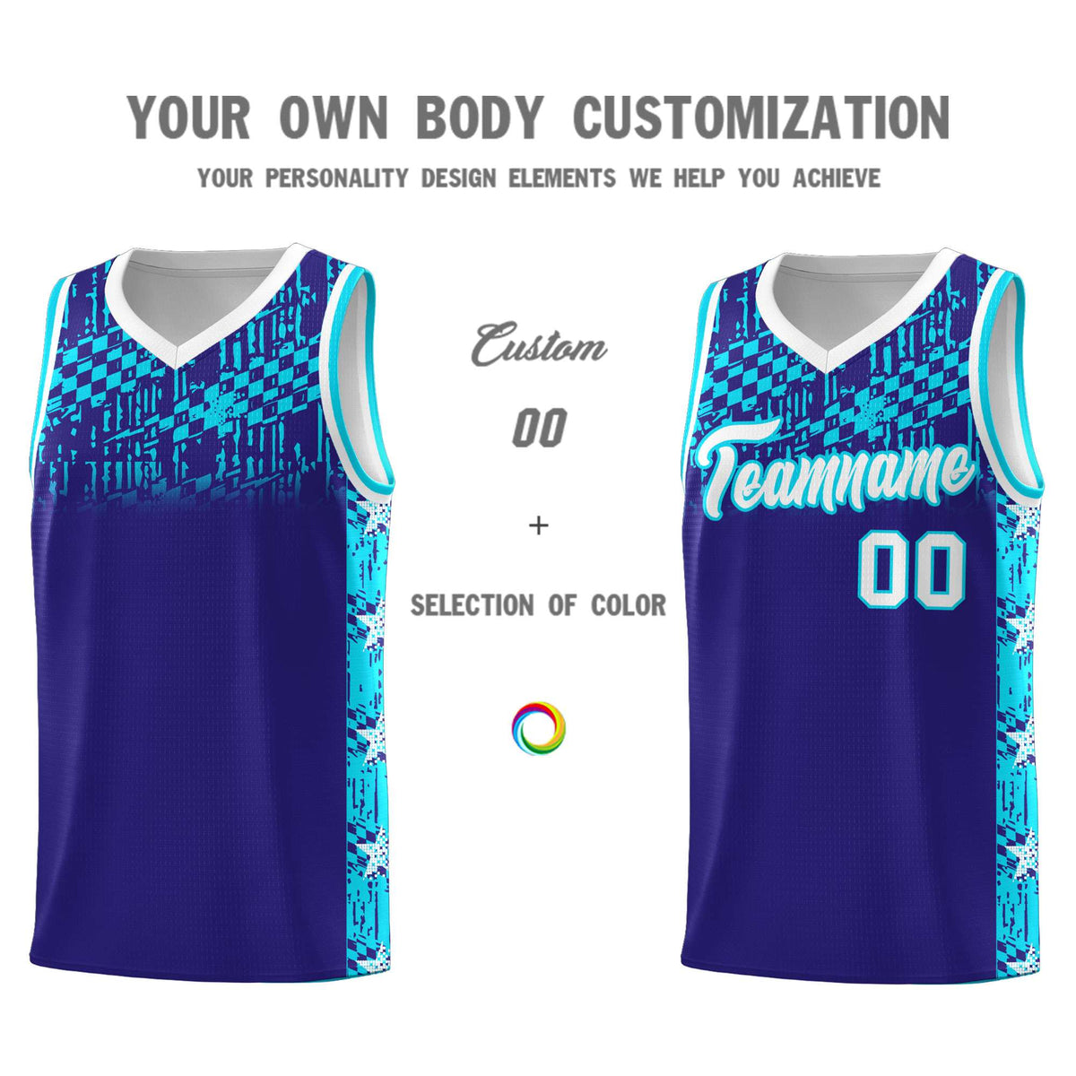 Custom Royal Mosaic Stars Pattern Sports Uniform Basketball Jersey