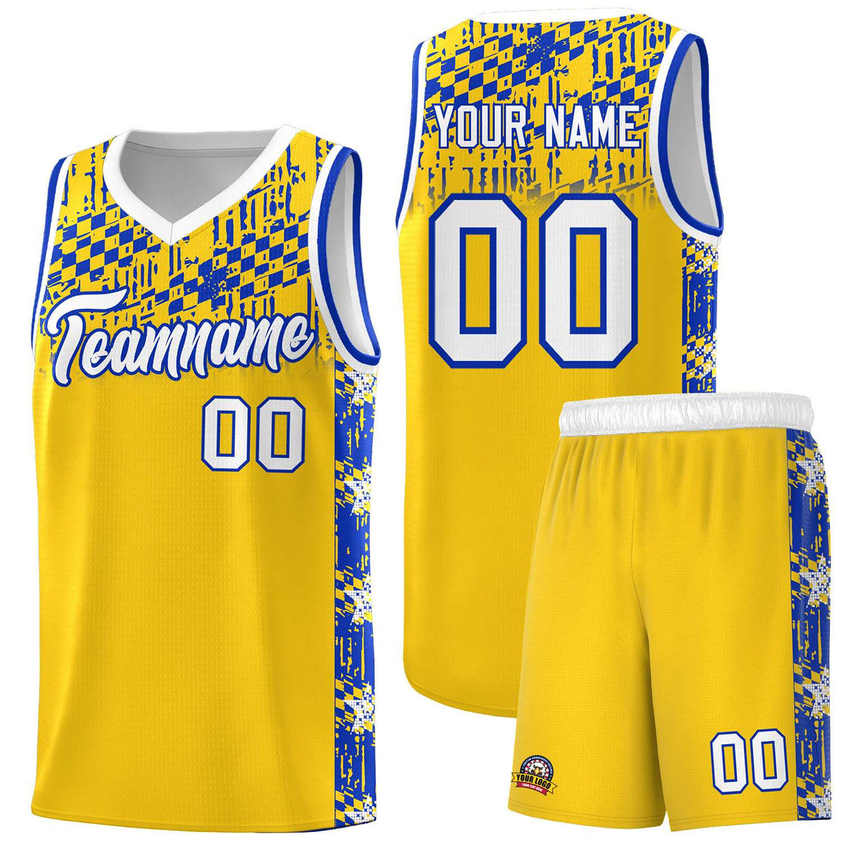 Custom Gold Mosaic Stars Pattern Sports Uniform Basketball Jersey