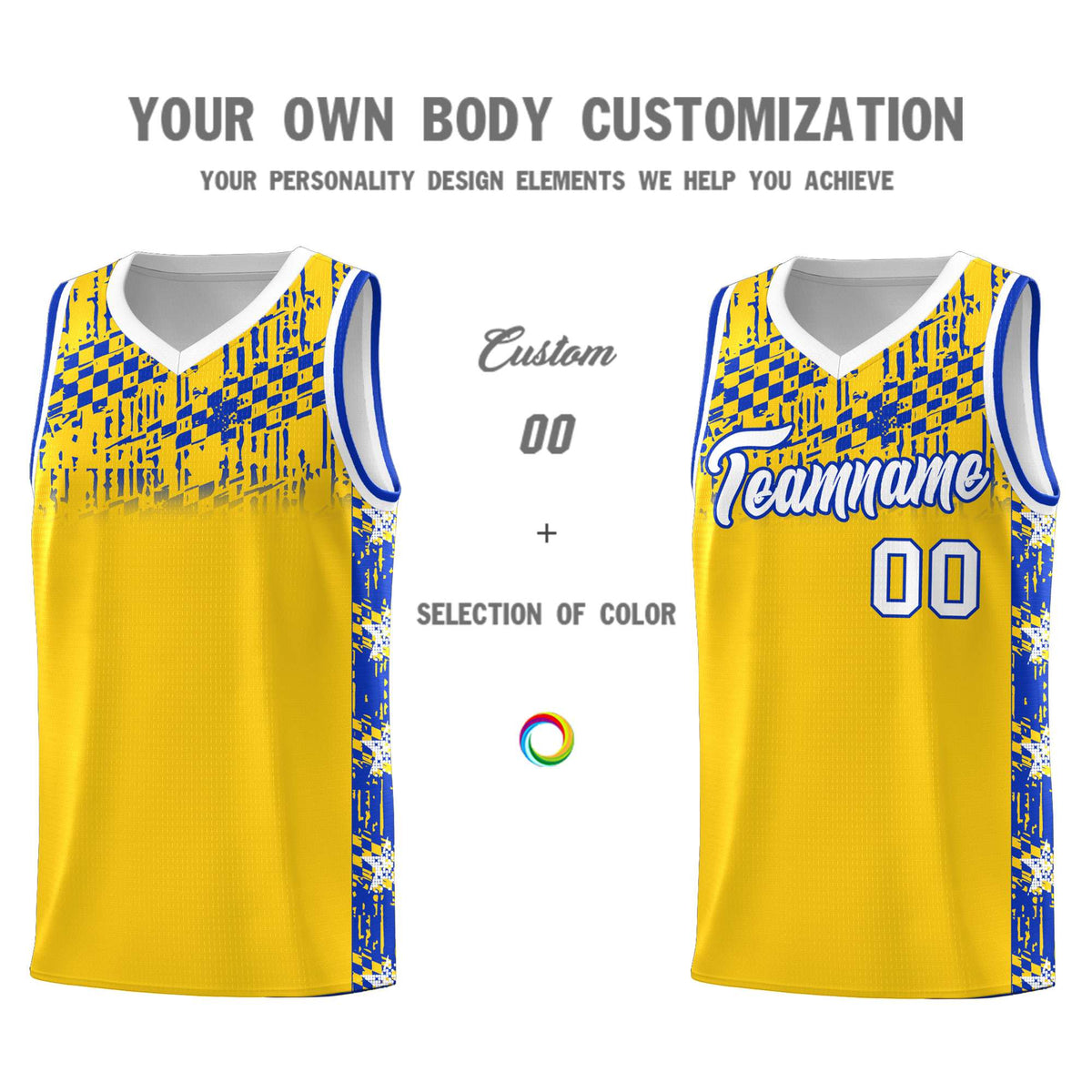 Custom Gold Mosaic Stars Pattern Sports Uniform Basketball Jersey
