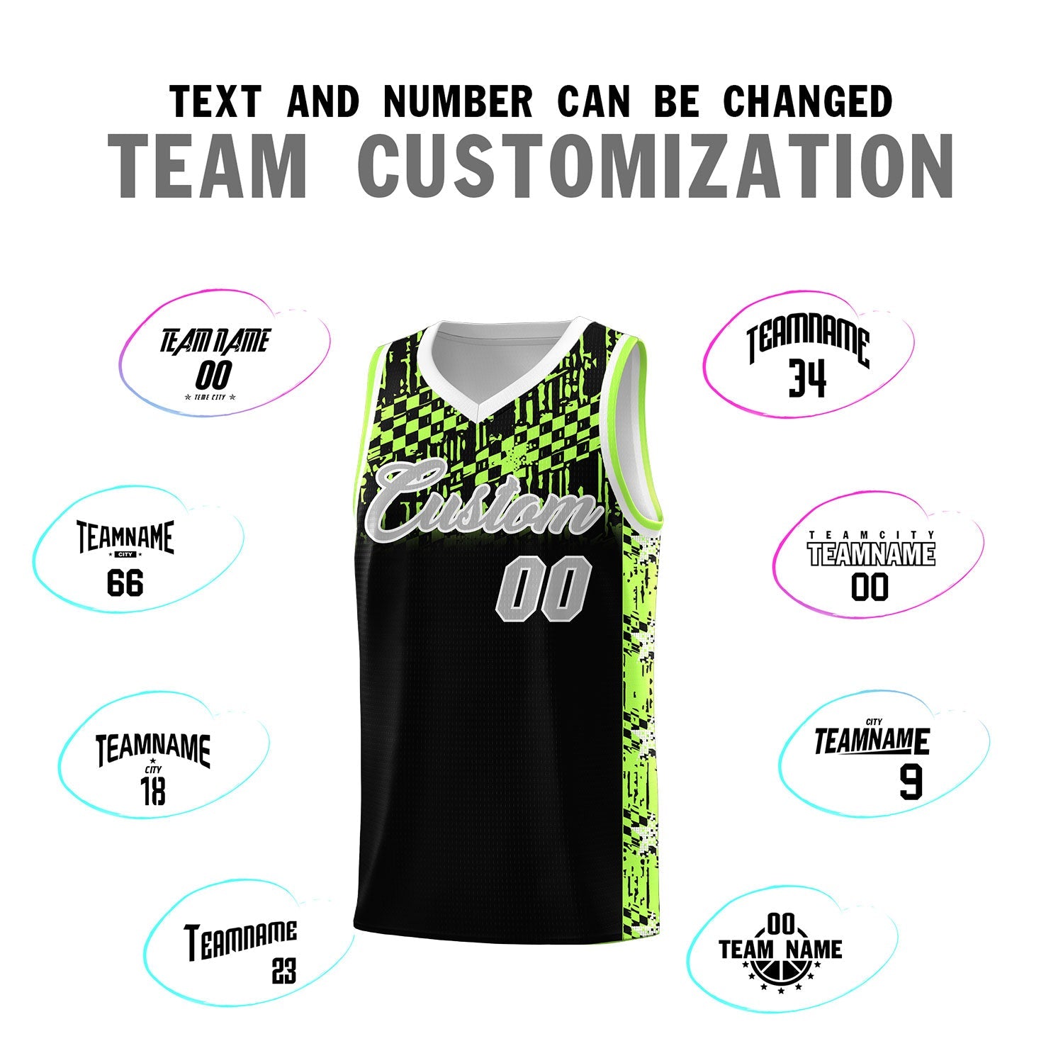 Custom Black Mosaic Stars Pattern Sports Uniform Basketball Jersey