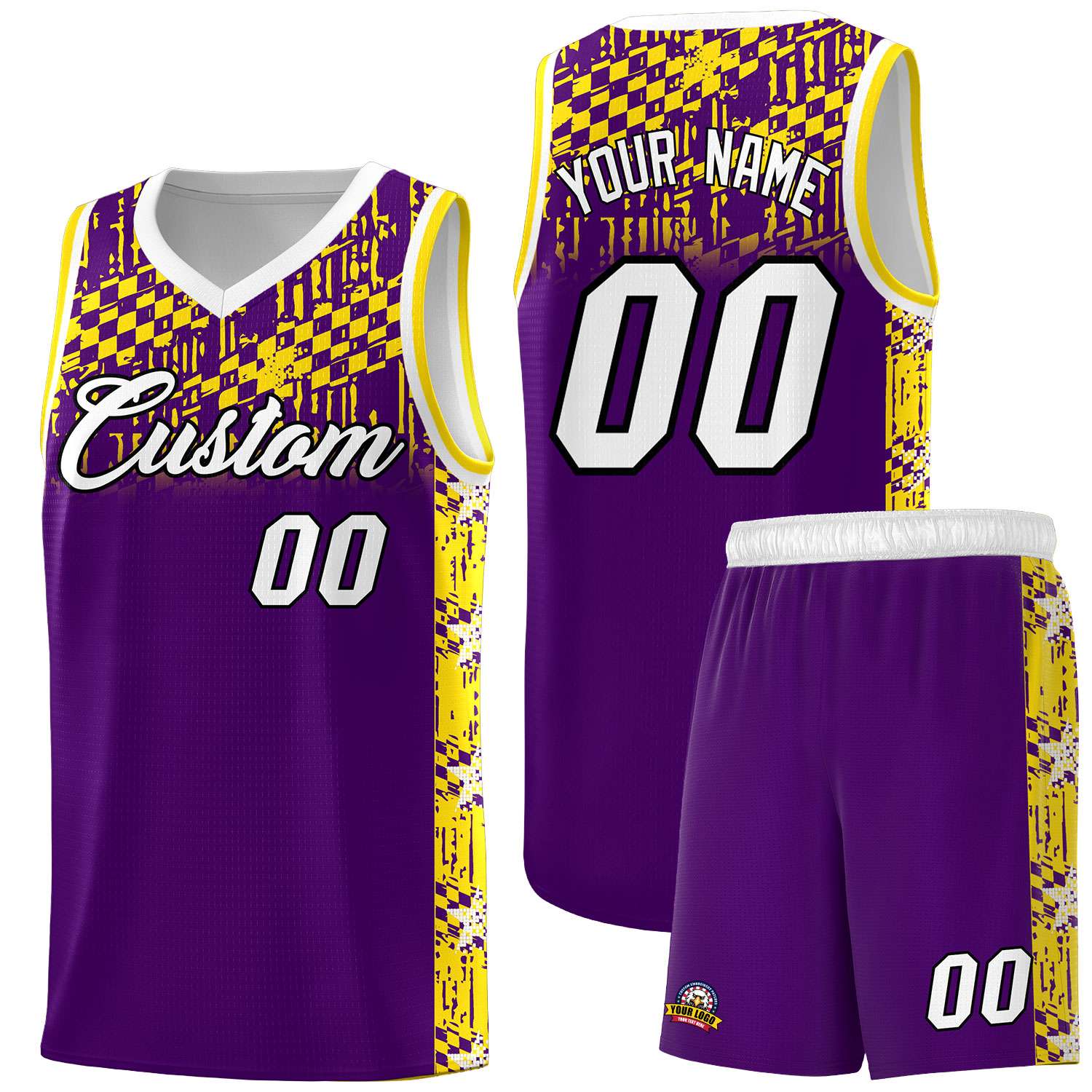 Custom Purple Mosaic Stars Pattern Sports Uniform Basketball Jersey