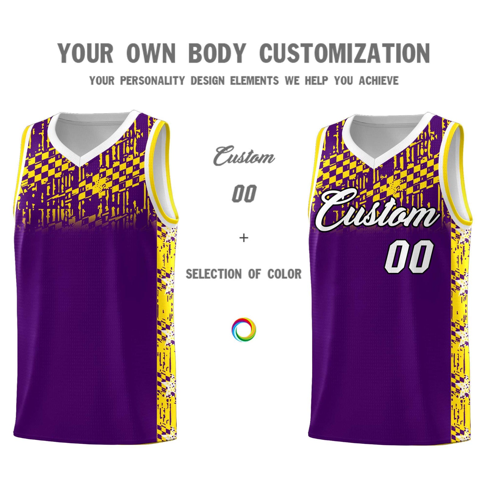 Custom Purple Mosaic Stars Pattern Sports Uniform Basketball Jersey