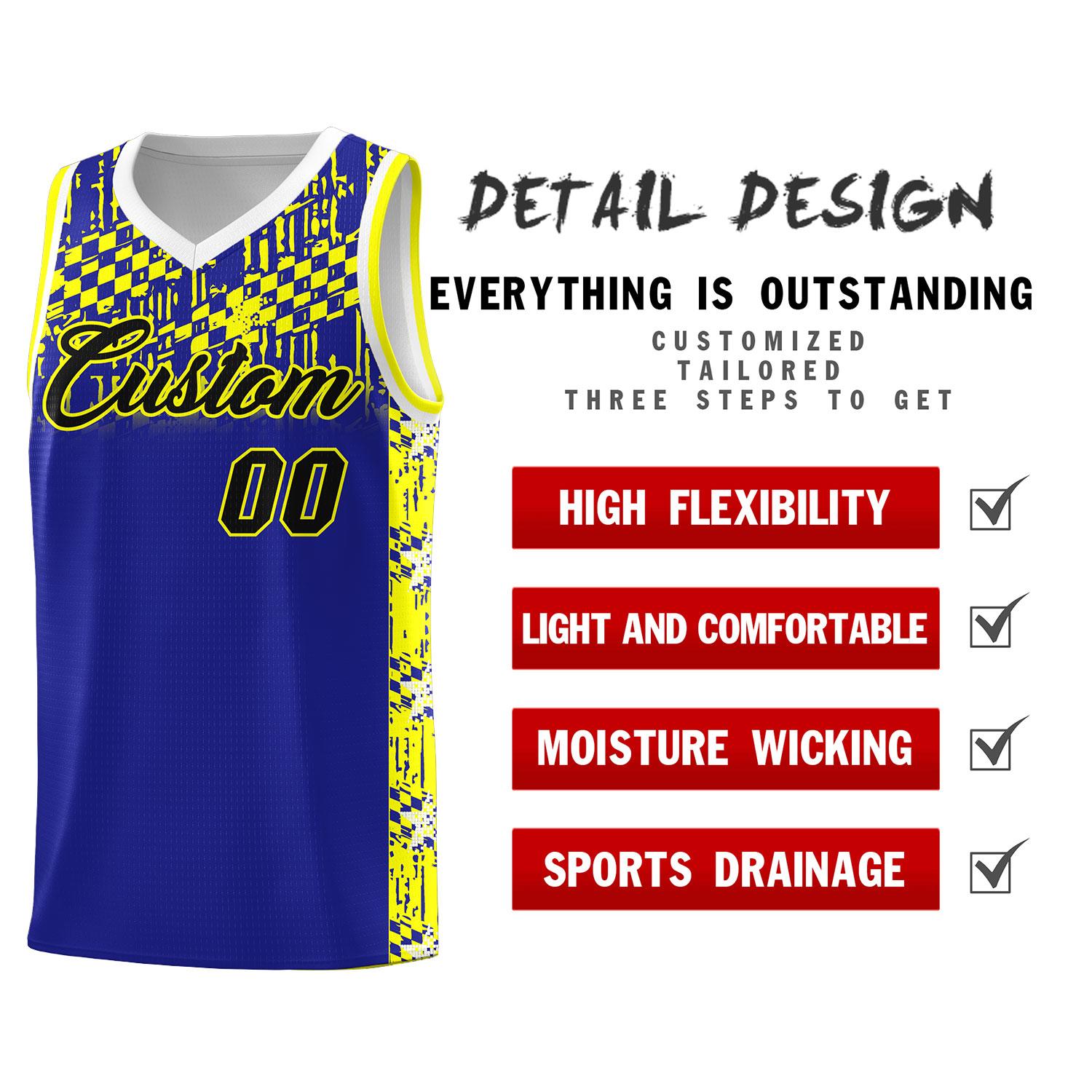 Custom Royal Mosaic Stars Pattern Sports Uniform Basketball Jersey