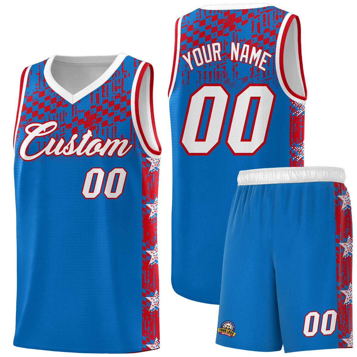 Custom Royal Mosaic Stars Pattern Sports Uniform Basketball Jersey
