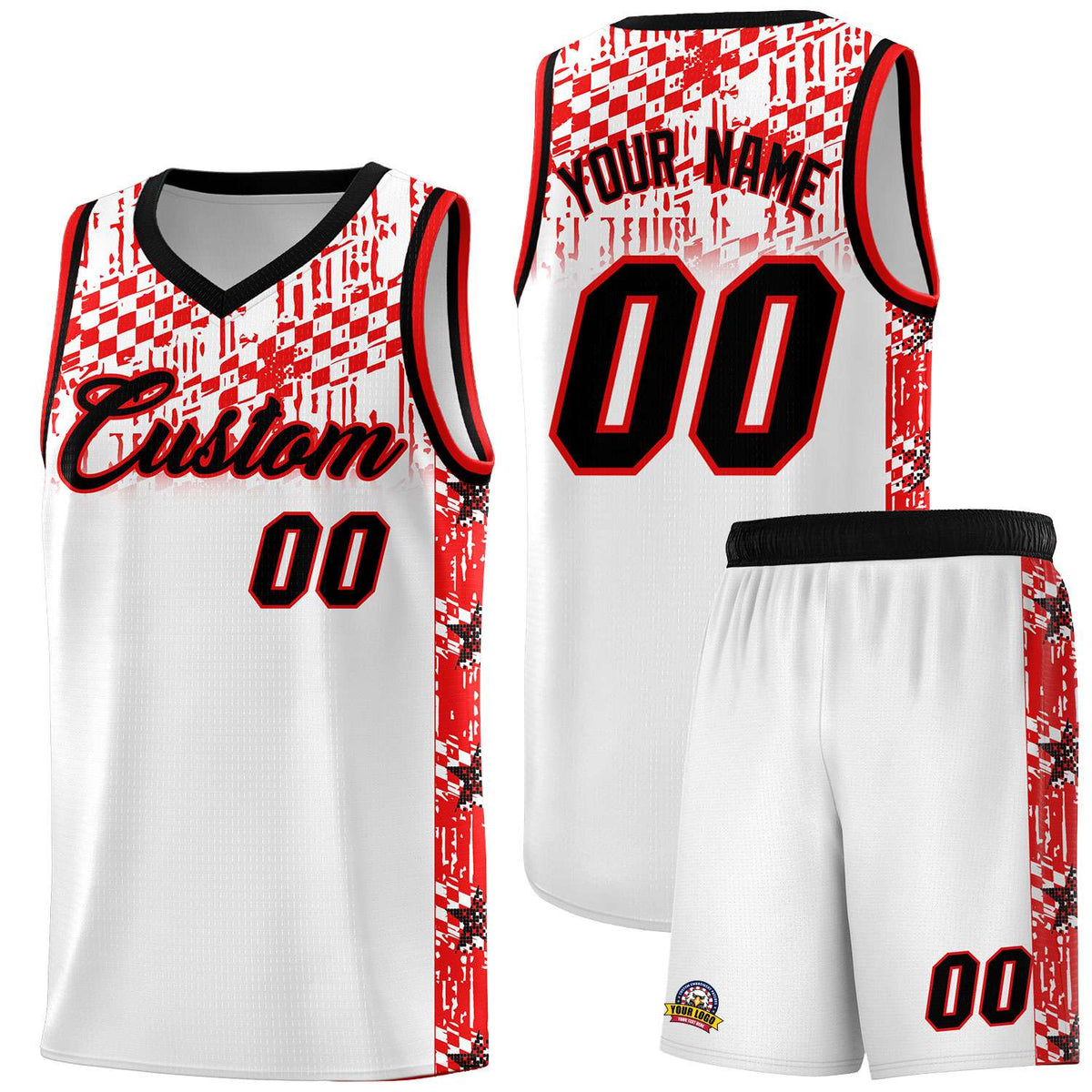 Custom White Mosaic Stars Pattern Sports Uniform Basketball Jersey