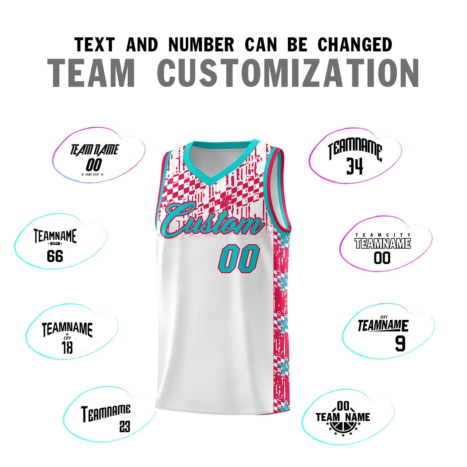 Custom White Mosaic Stars Pattern Sports Uniform Basketball Jersey