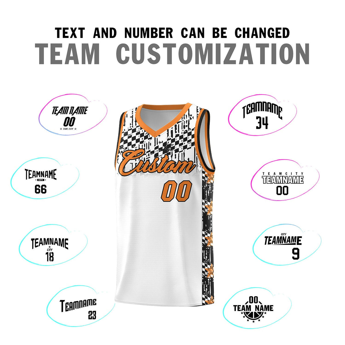 Custom White Mosaic Stars Pattern Sports Uniform Basketball Jersey