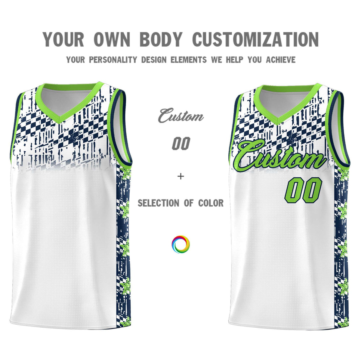 Custom White Mosaic Stars Pattern Sports Uniform Basketball Jersey