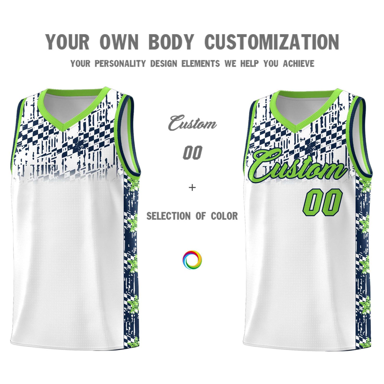 Custom White Mosaic Stars Pattern Sports Uniform Basketball Jersey