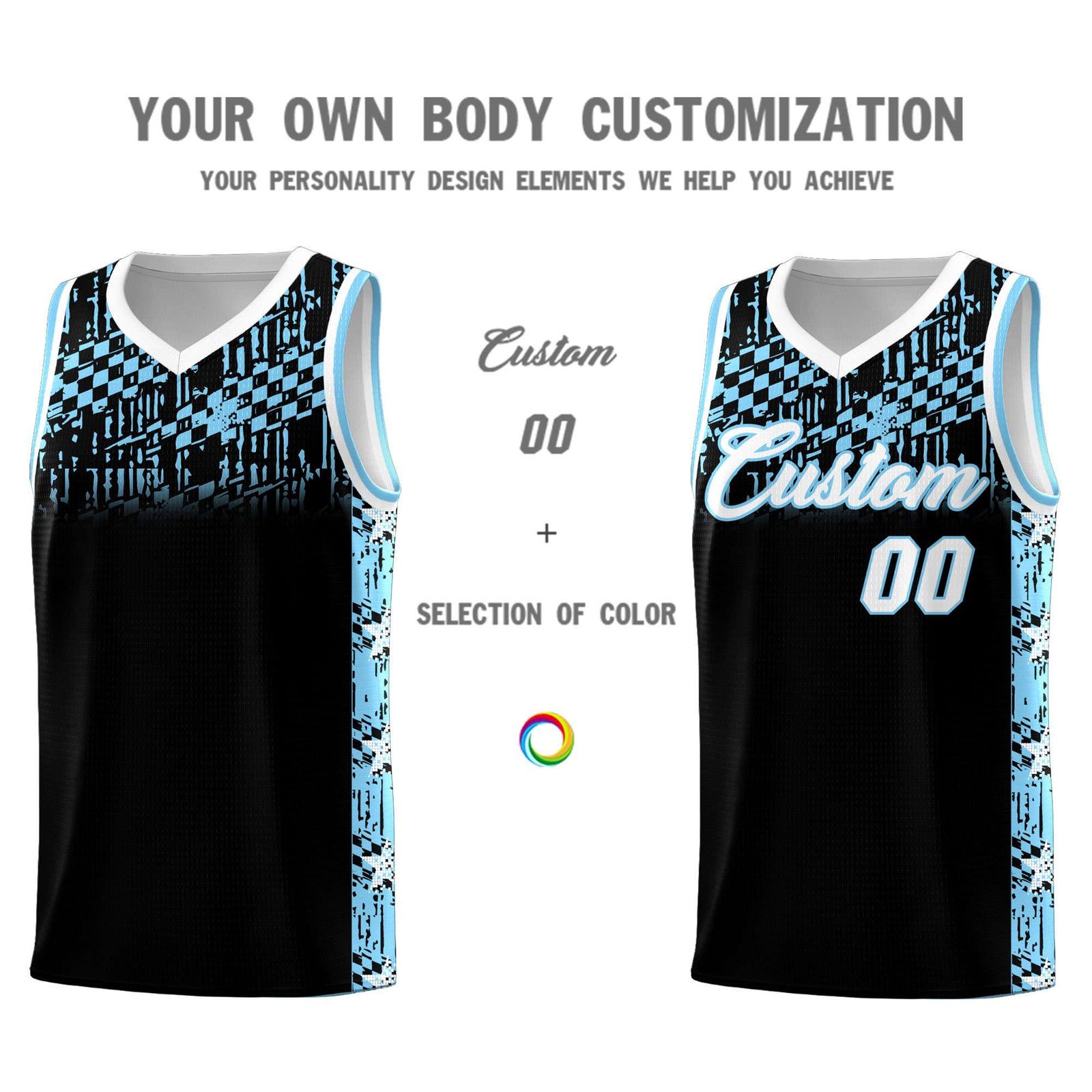 Custom Black Mosaic Stars Pattern Sports Uniform Basketball Jersey