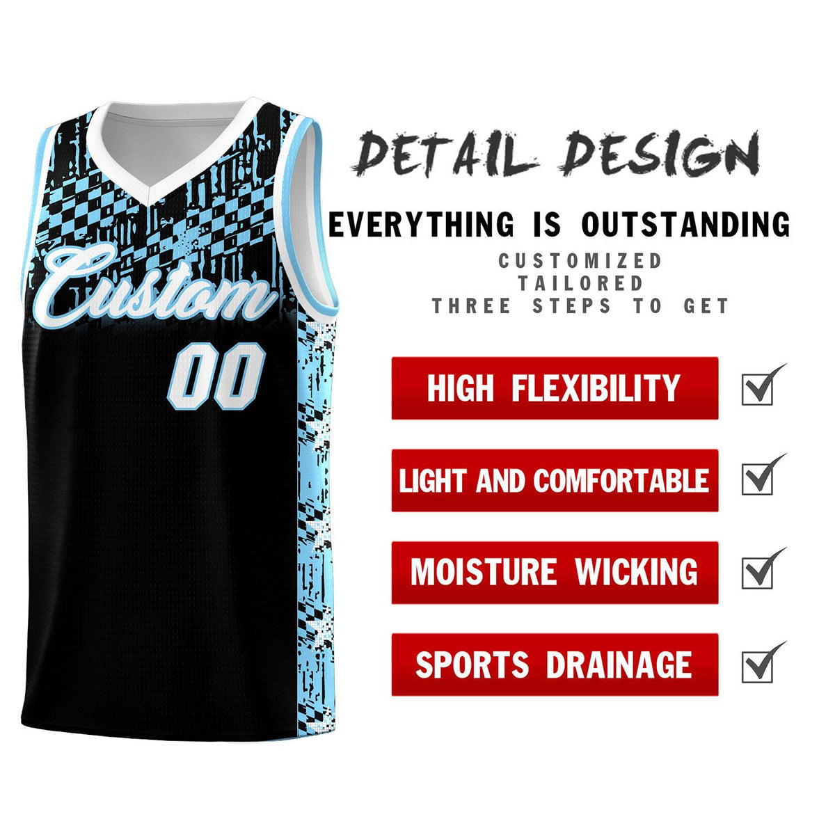 Custom Black Mosaic Stars Pattern Sports Uniform Basketball Jersey