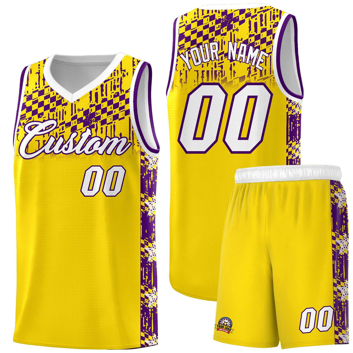 Custom Gold Mosaic Stars Pattern Sports Uniform Basketball Jersey