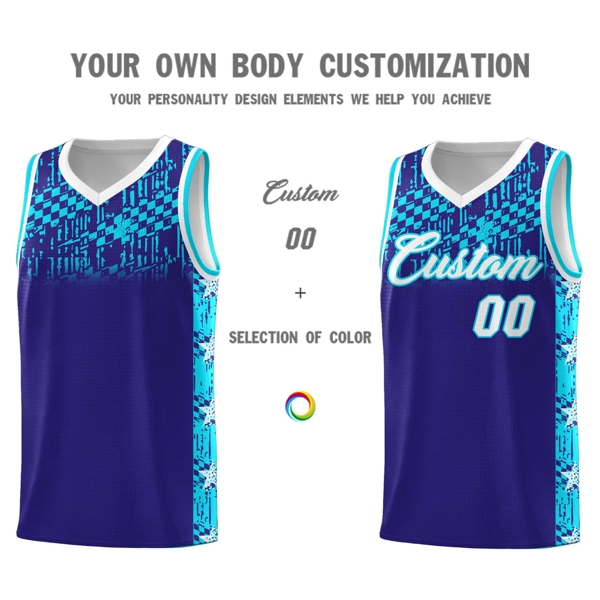 Custom Royal Mosaic Stars Pattern Sports Uniform Basketball Jersey