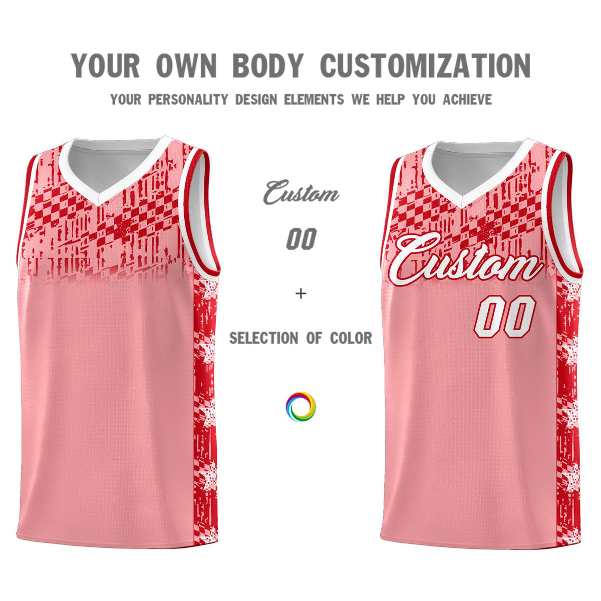 Custom Light Pink Mosaic Stars Pattern Sports Uniform Basketball Jersey