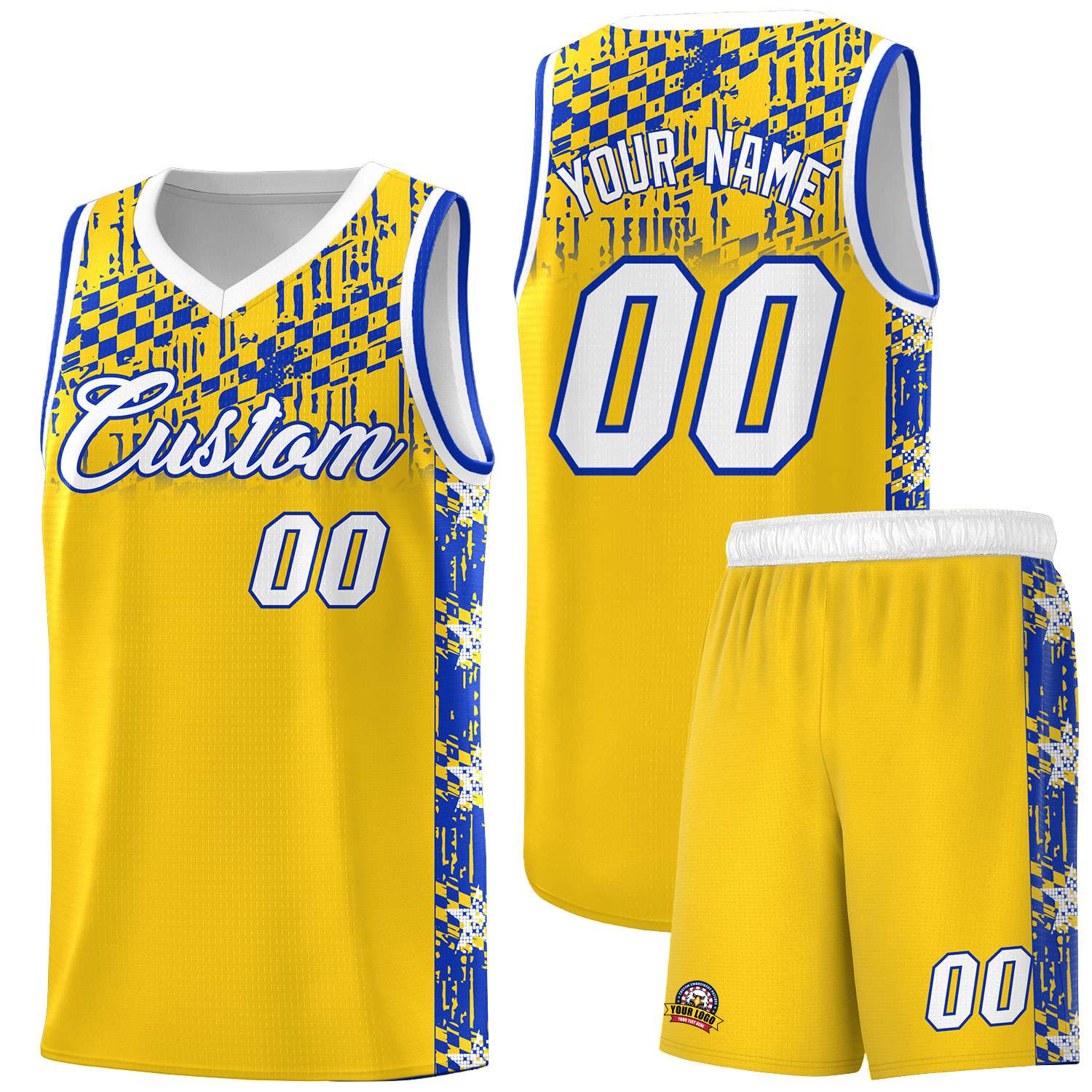 Custom Gold Mosaic Stars Pattern Sports Uniform Basketball Jersey