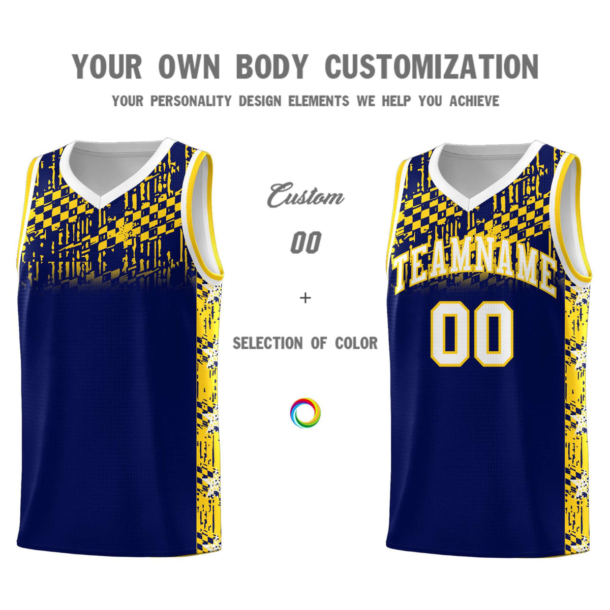 Custom Navy Mosaic Stars Pattern Sports Uniform Basketball Jersey