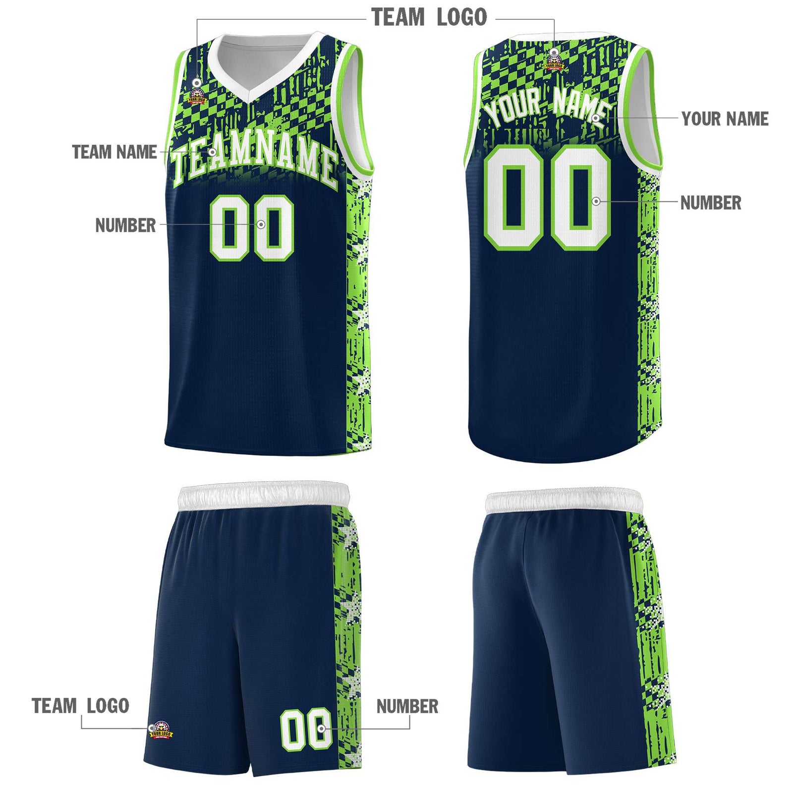 Custom Navy Mosaic Stars Pattern Sports Uniform Basketball Jersey