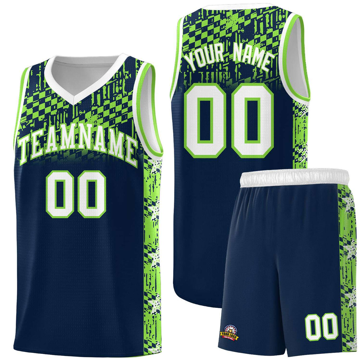 Custom Navy Mosaic Stars Pattern Sports Uniform Basketball Jersey