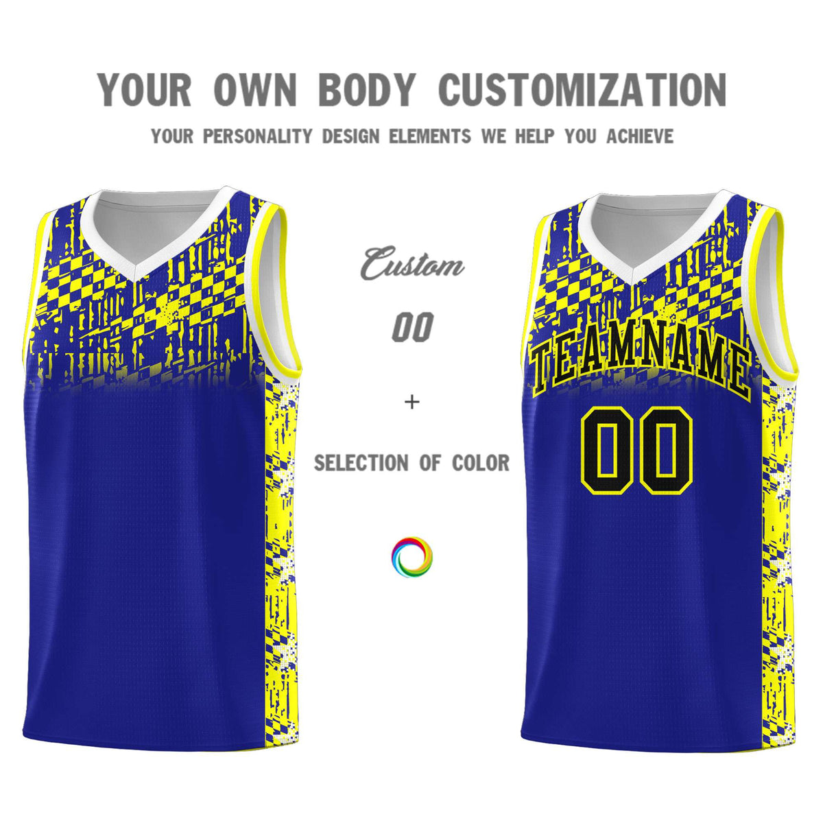 Custom Royal Mosaic Stars Pattern Sports Uniform Basketball Jersey