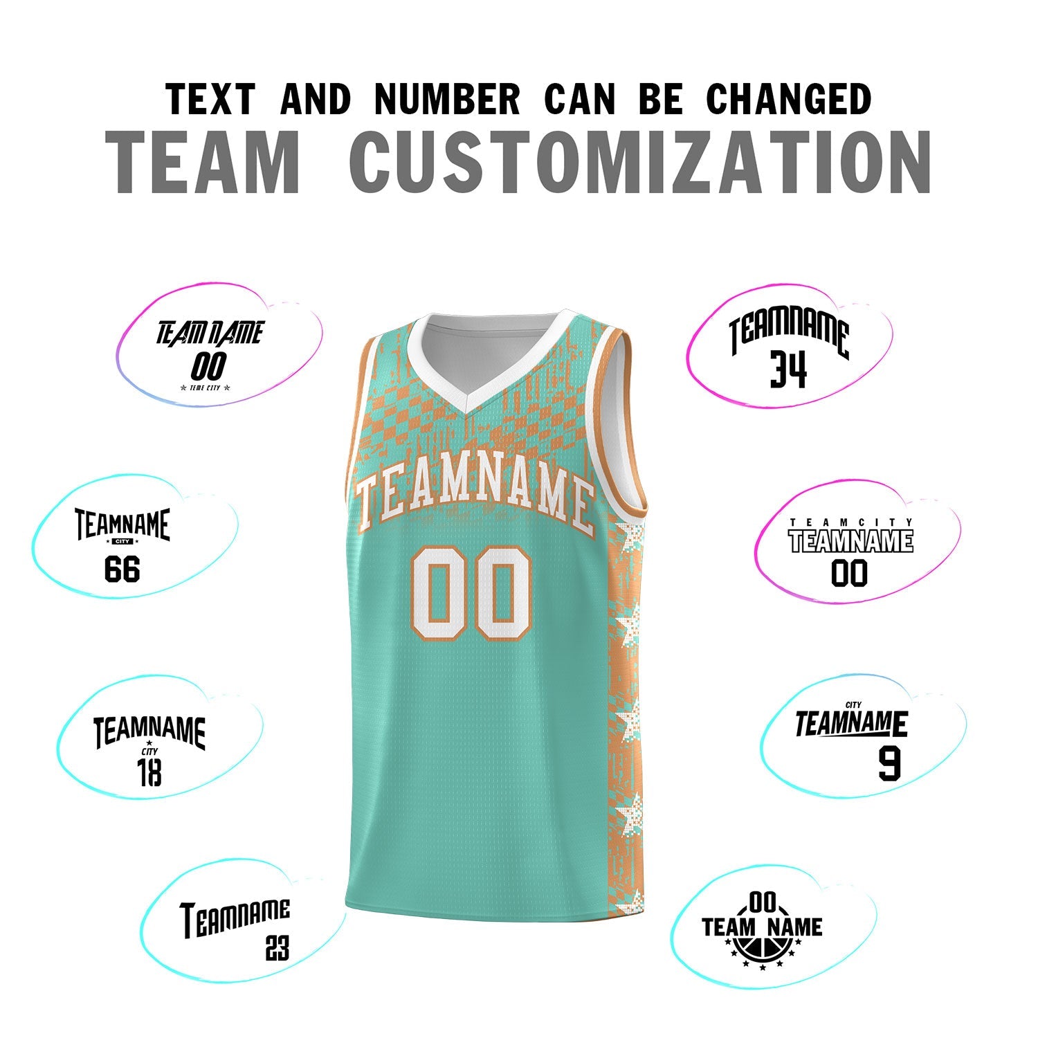 Custom Bright Green Mosaic Stars Pattern Sports Uniform Basketball Jersey