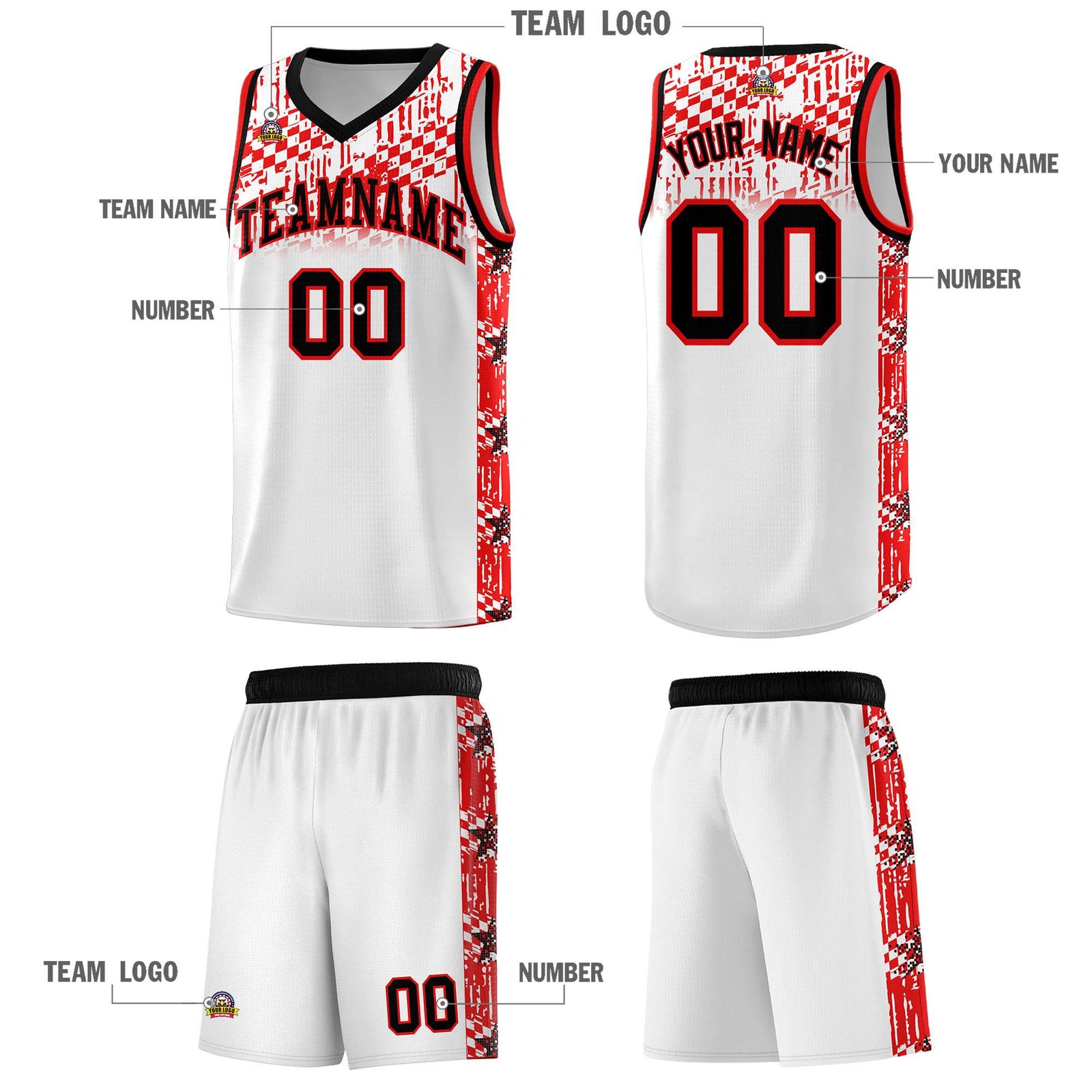 Custom White Mosaic Stars Pattern Sports Uniform Basketball Jersey