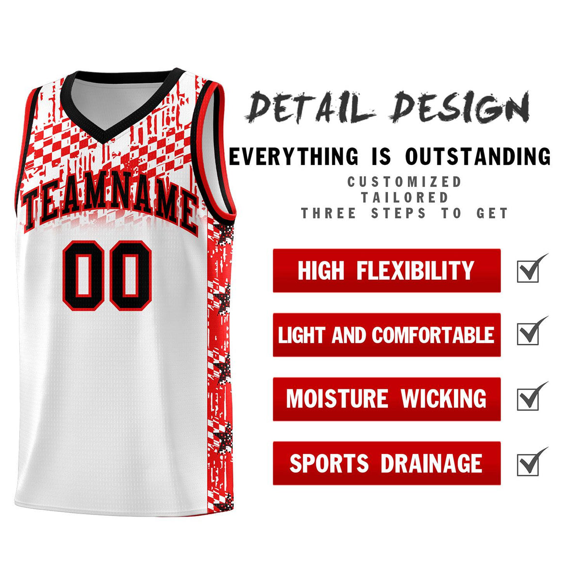 Custom White Mosaic Stars Pattern Sports Uniform Basketball Jersey