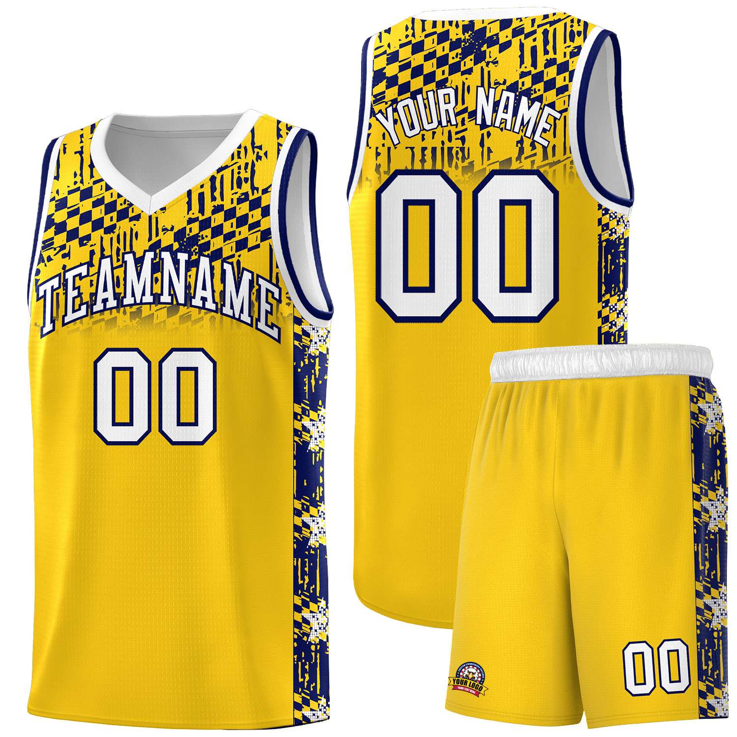Custom Gold Mosaic Stars Pattern Sports Uniform Basketball Jersey