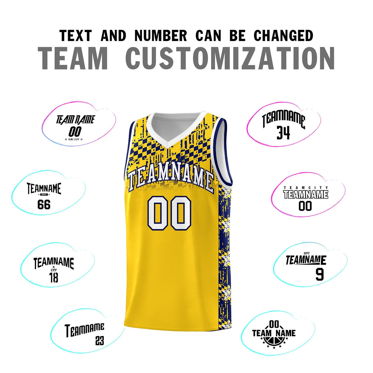 Custom Gold Mosaic Stars Pattern Sports Uniform Basketball Jersey