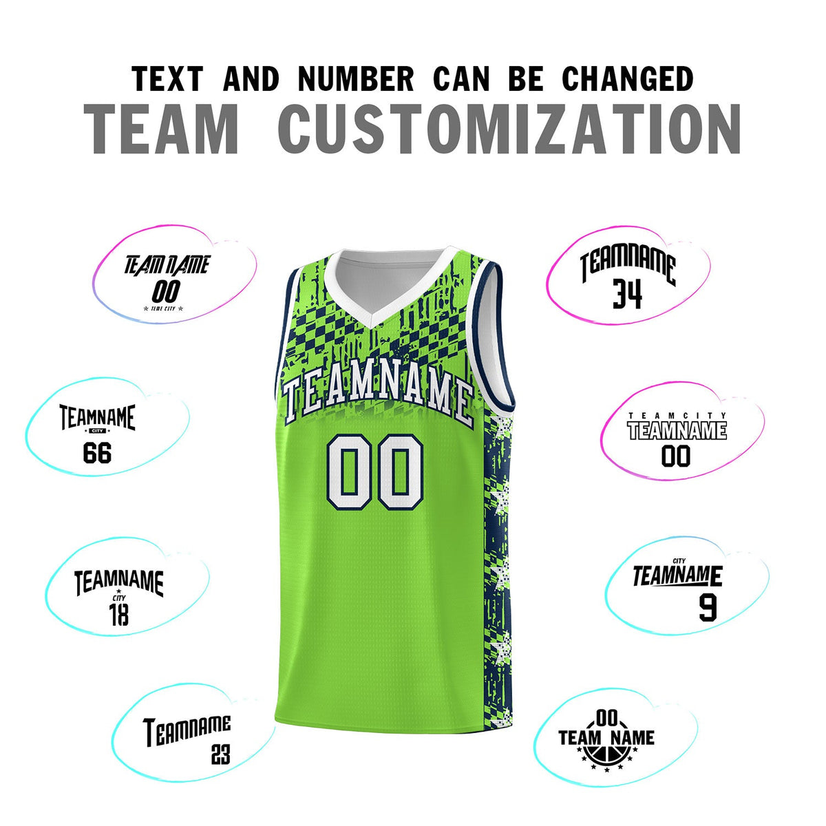 Custom Neon Green Mosaic Stars Pattern Sports Uniform Basketball Jersey