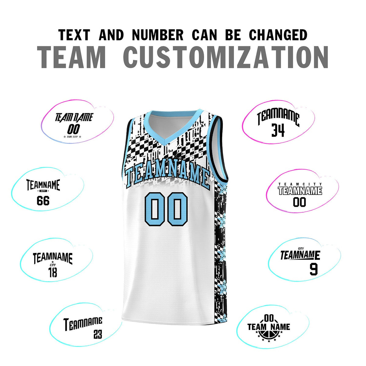 Custom White Mosaic Stars Pattern Sports Uniform Basketball Jersey