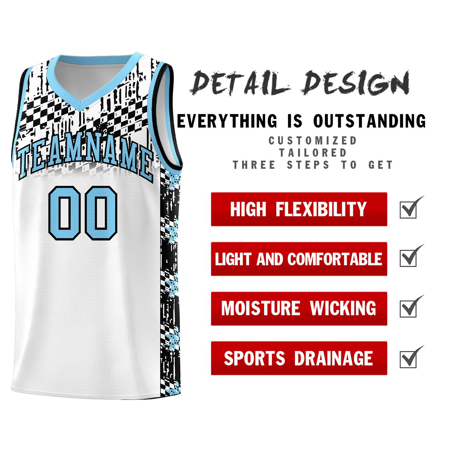 Custom White Mosaic Stars Pattern Sports Uniform Basketball Jersey