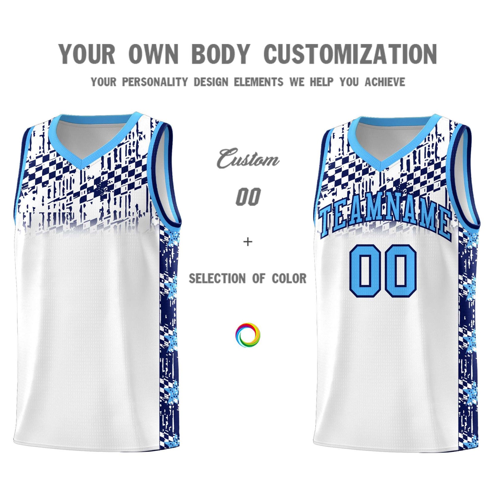 Custom White Mosaic Stars Pattern Sports Uniform Basketball Jersey
