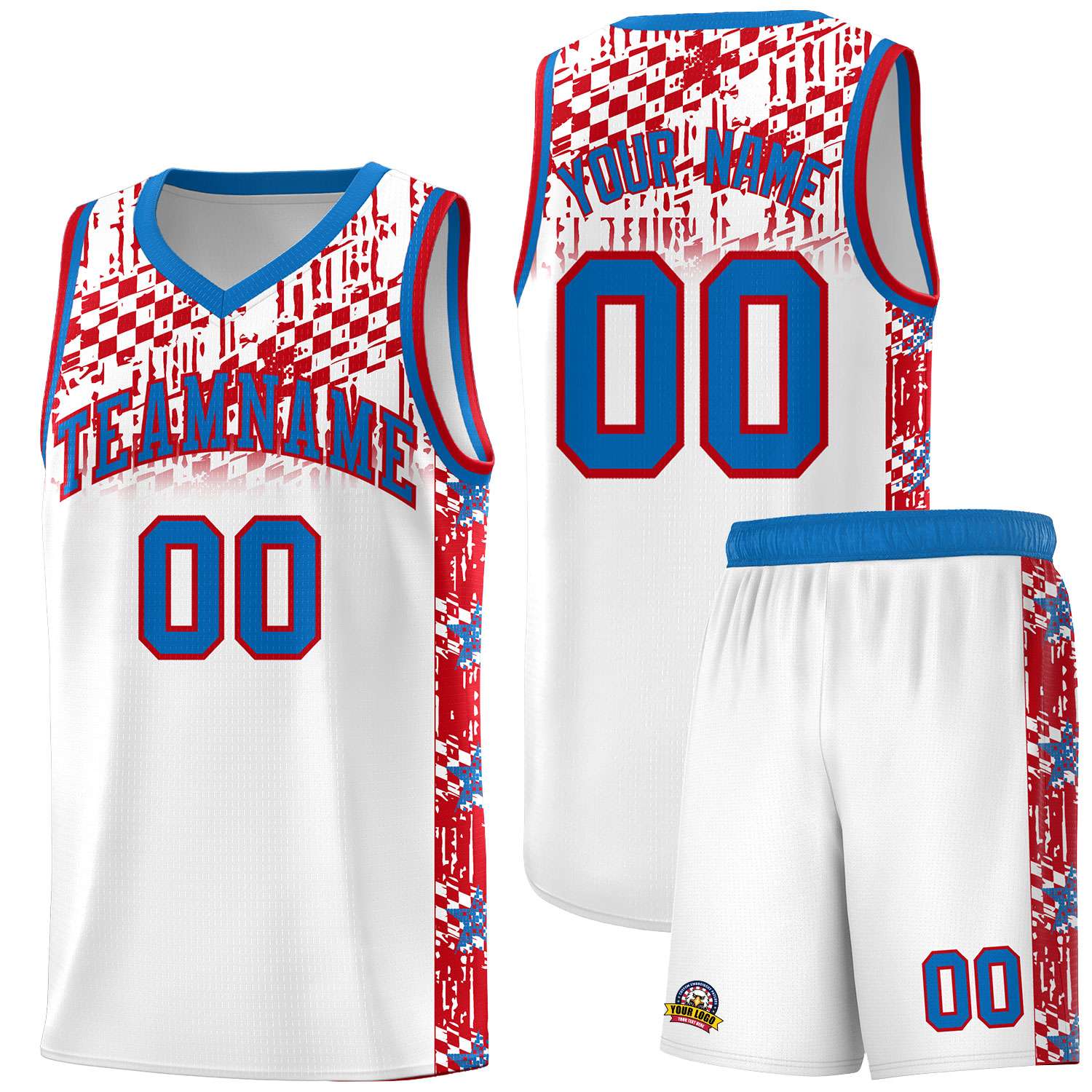 Custom White Mosaic Stars Pattern Sports Uniform Basketball Jersey
