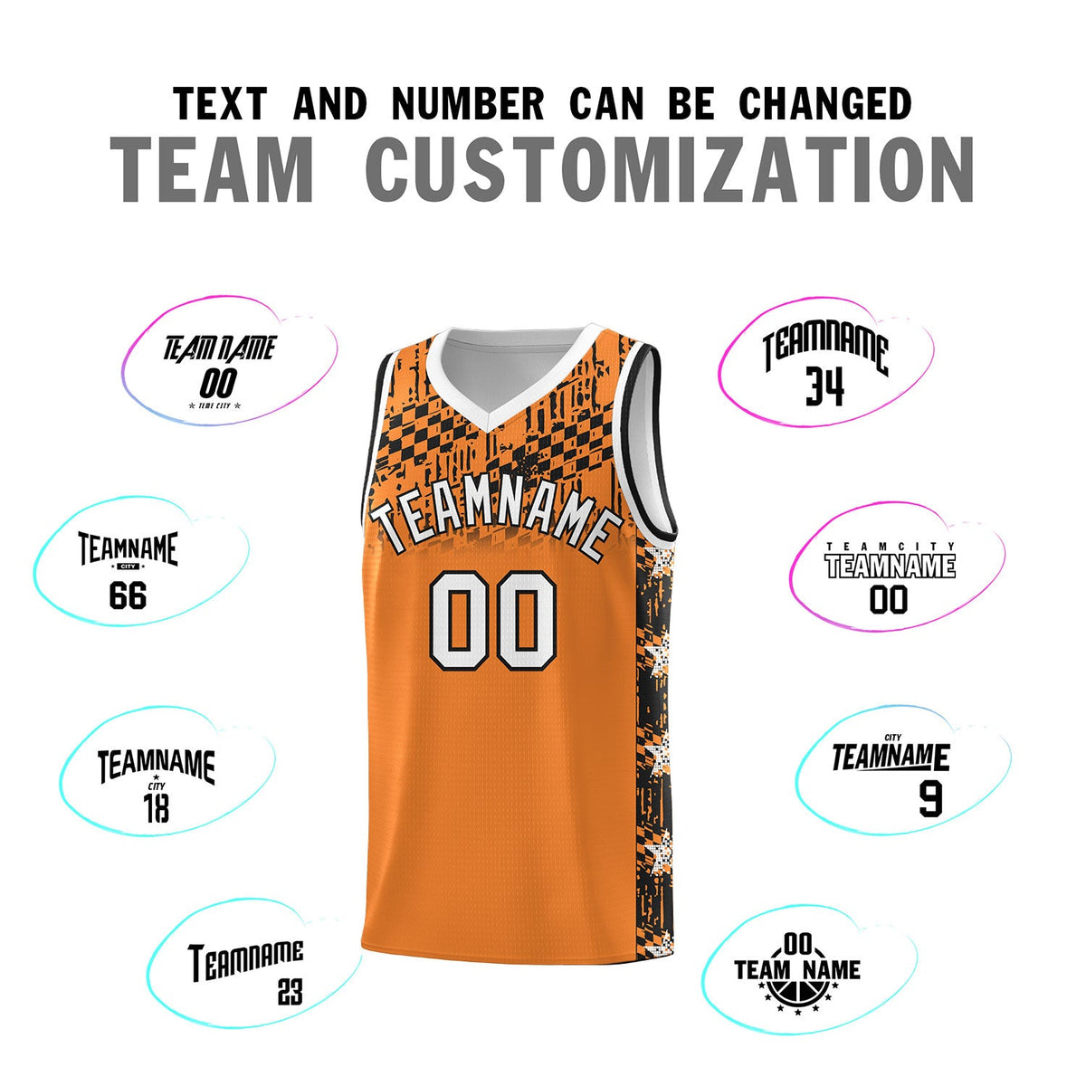Custom Gold Orange Mosaic Stars Pattern Sports Uniform Basketball Jersey
