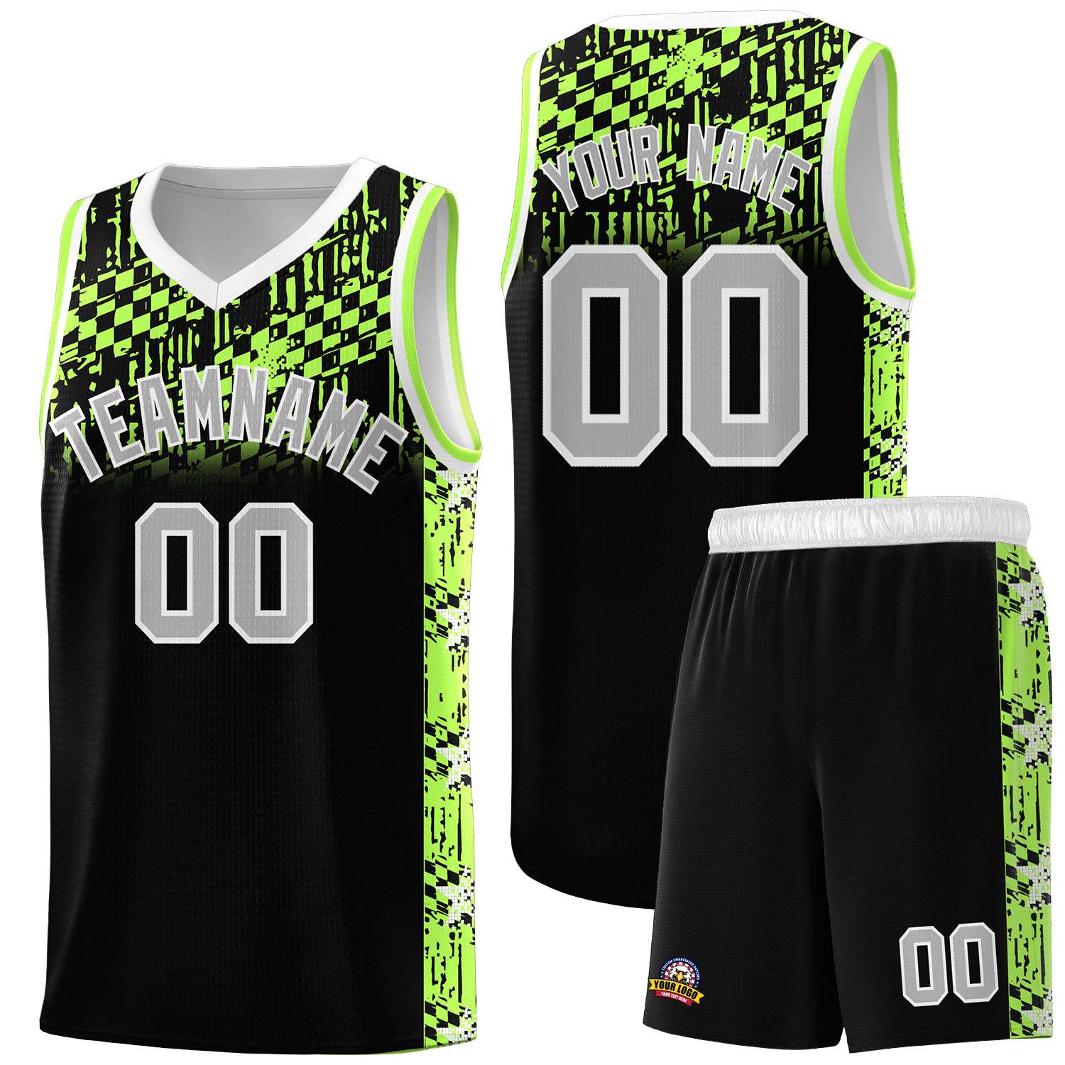 Custom Black Mosaic Stars Pattern Sports Uniform Basketball Jersey