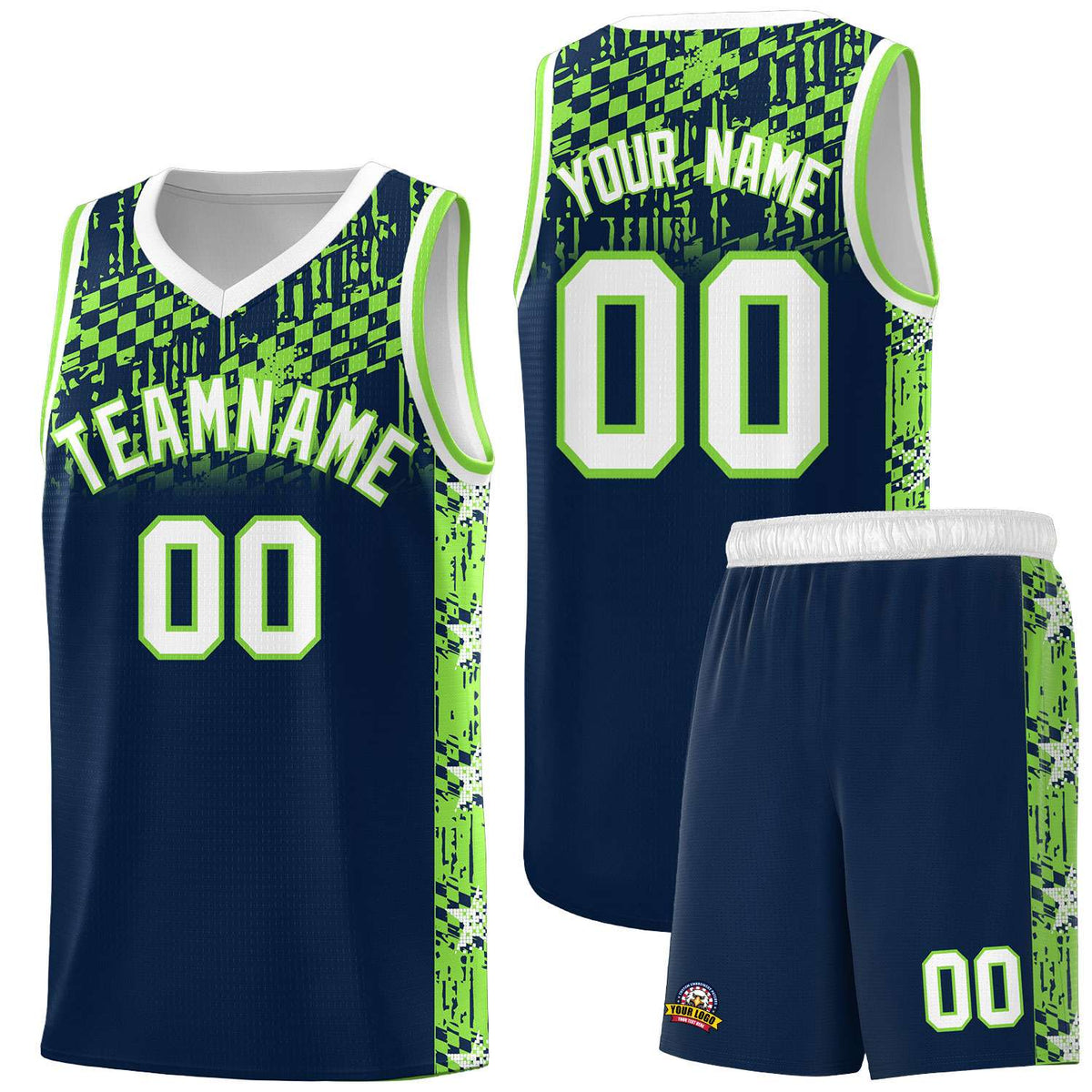 Custom Navy Mosaic Stars Pattern Sports Uniform Basketball Jersey