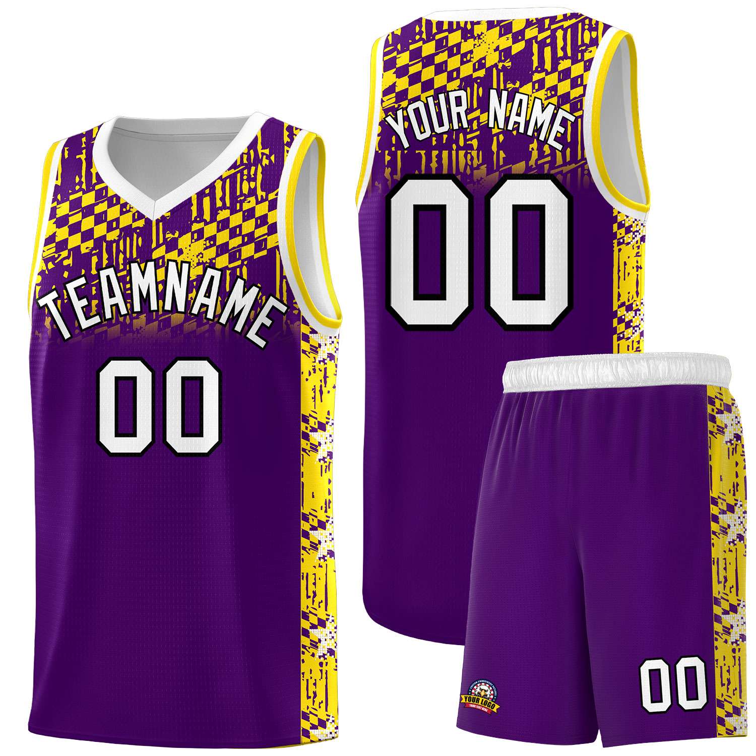 Custom Purple Mosaic Stars Pattern Sports Uniform Basketball Jersey