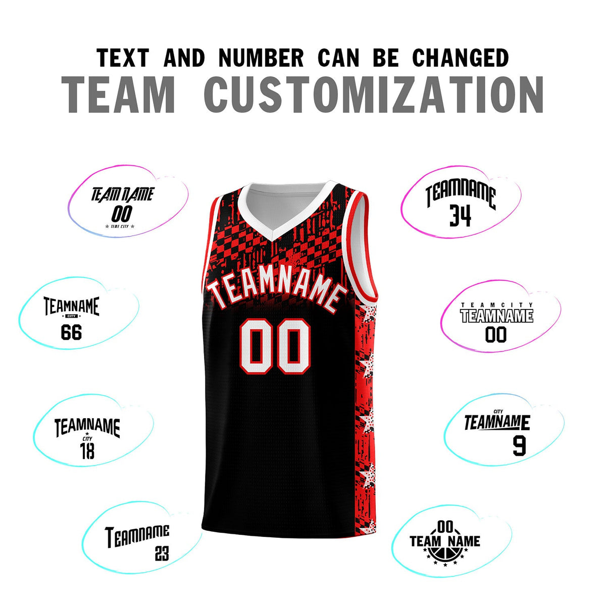 Custom Black Mosaic Stars Pattern Sports Uniform Basketball Jersey